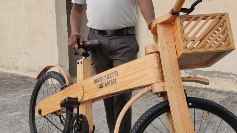 Punjab man makes bicycle with wood for eco-friendly fitness