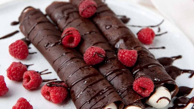 Chocolate Crepe with Cream and Fruit Recipe