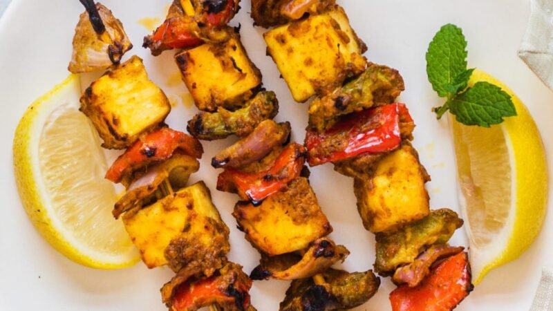 Bar-b-que Flavored Paneer Shashlik Recipe