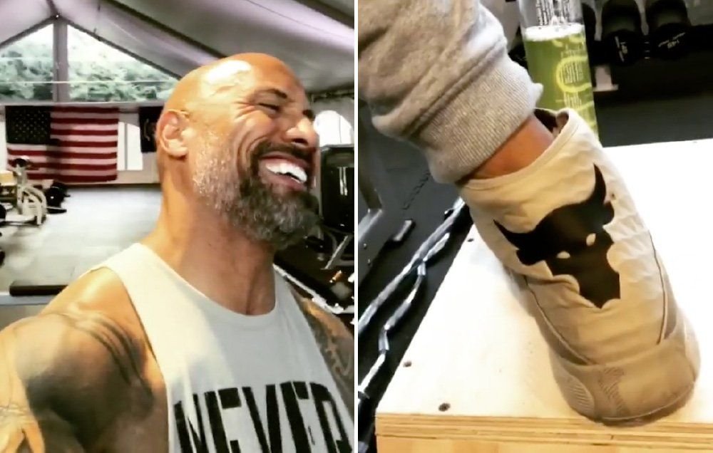 Dwayne Johnson pees in bottles during exercises