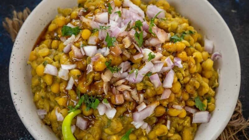 Almond Chaat with White Pea Ragda Recipe