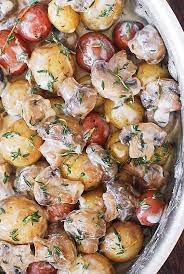Potatoes with Garlic Mushrooms Recipe