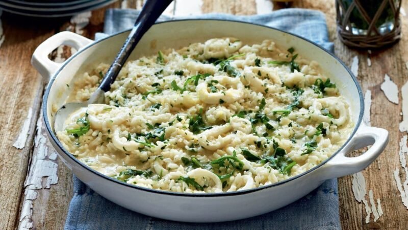 Squid and Rocket Leaves Risotto Recipe