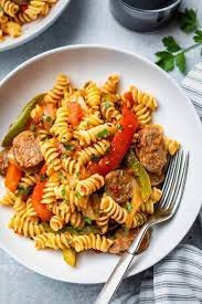 Tricolor Pasta with Chicken Sausage and Bell Pepper Recipe