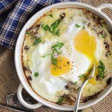 Baked Eggs with Mushroom and Cheese Recipe