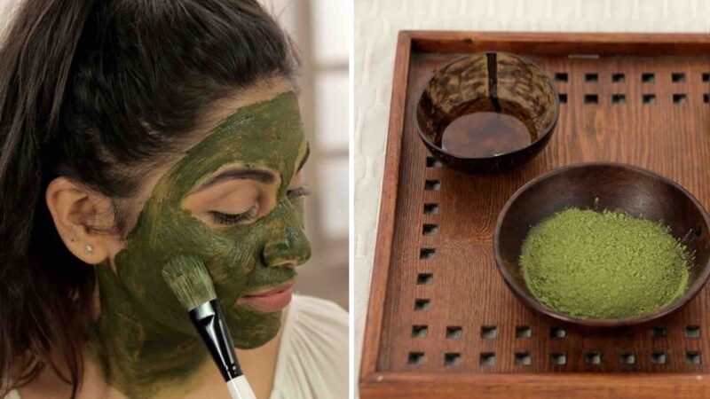 Matcha green tea face pack